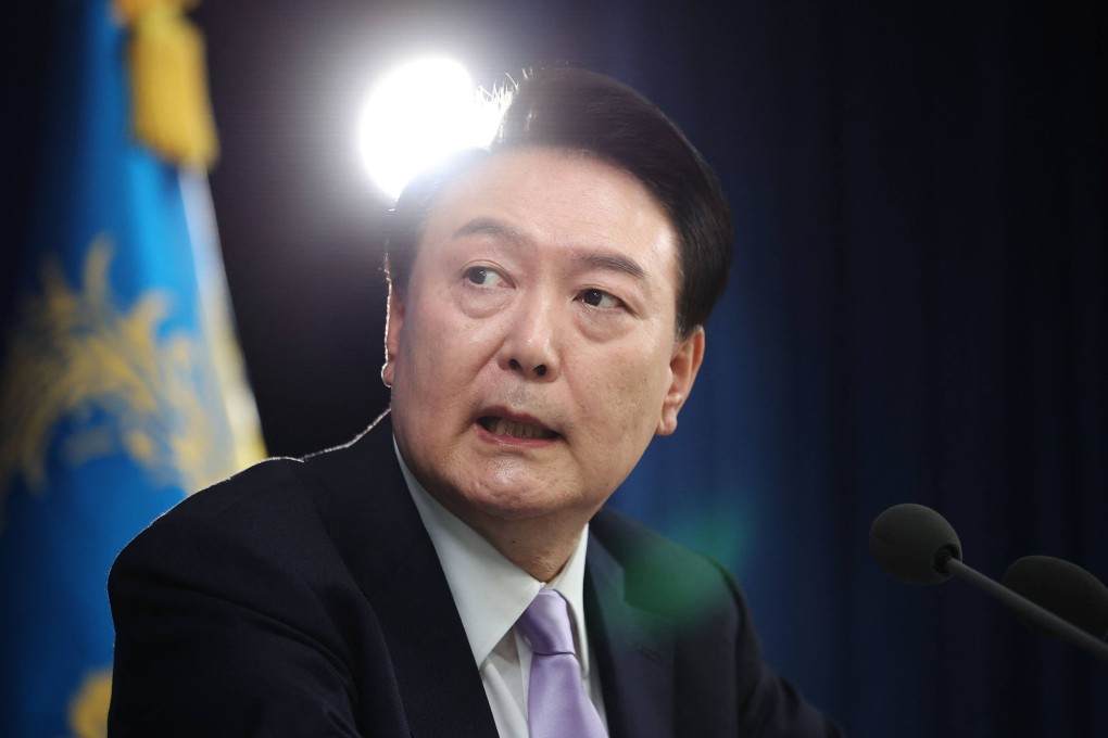 South Korean President Yoon Suk-yeol answers questions during a press conference at the Presidential Office in Seoul on Thursday. Photo: AFP