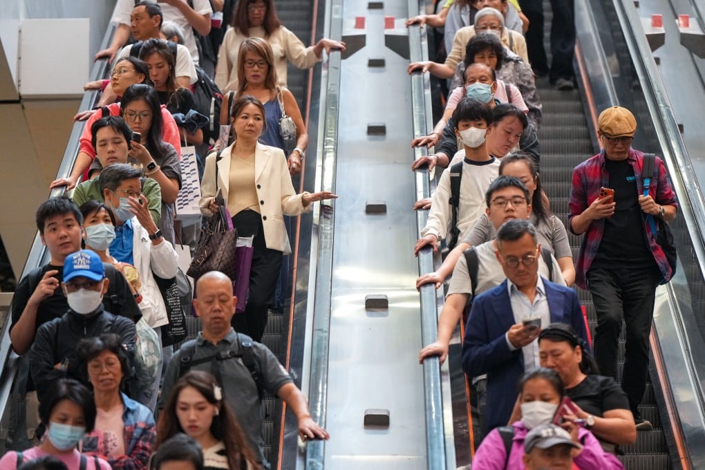 Passengers takes escalators in Admiralty MTR Station on November 11, 2024. Photo: Sam Tsang