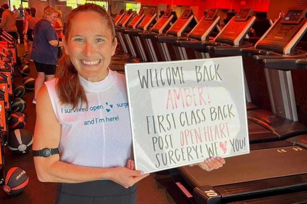 Amber Williams attends her first fitness class after tearing her aorta in 2023. Photo: American Heart Association News