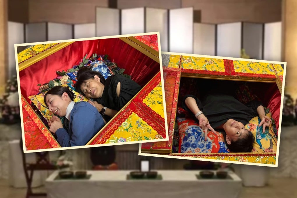 A century-old funeral home in Japan is offering a service which allows customers to lie inside open coffins so they can reflect on life and death. Photo: SCMP composite/Sohu/Facebook