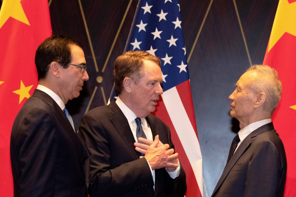 Then-US trade representative Robert Lighthizer (centre) with then-Chinese vice-premier Liu He in Shanghai in July 2019. Photo: Reuters