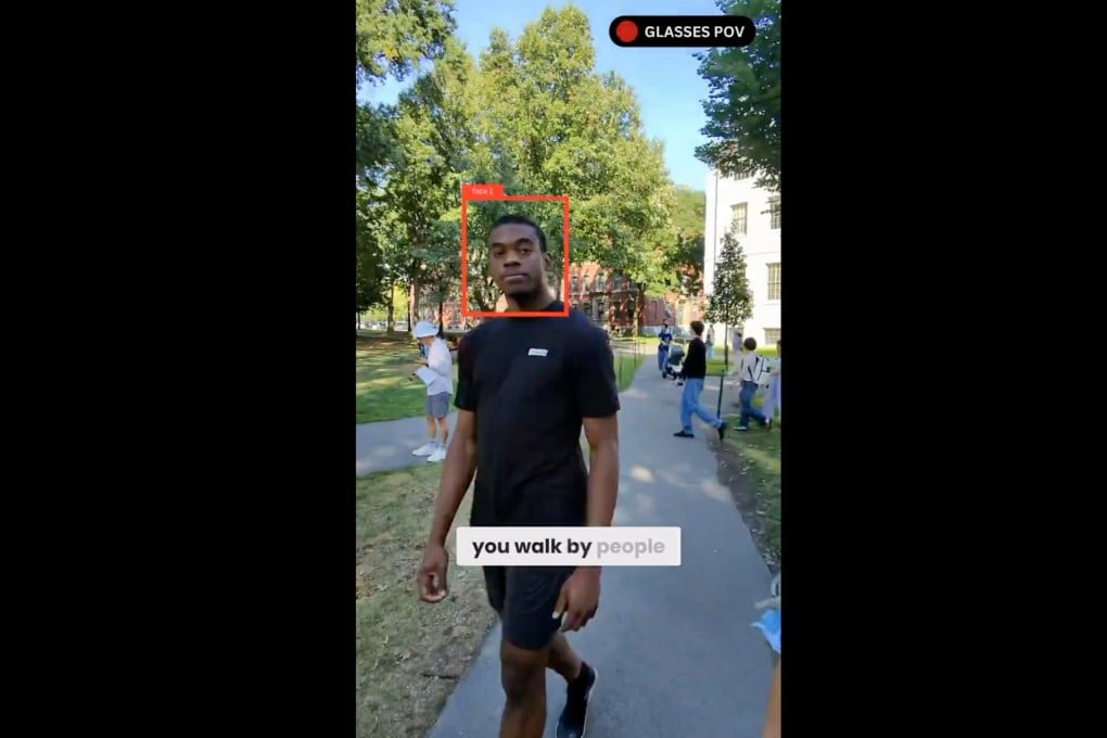 The Harvard students’ adapted Ray-Ban Meta smart glasses identify people in real-time using existing facial recognition technology, and can even provide their home addresses if they are listed in public records. Photo: X/AnhPhuNguyen1