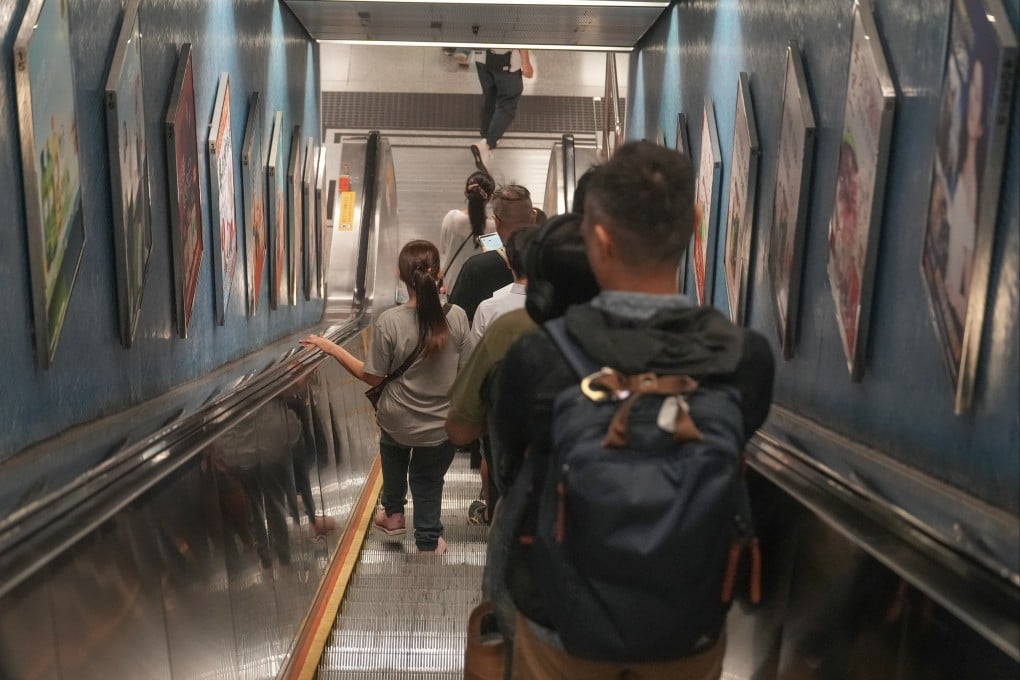 Passengers use an escalator in Admiralty MTR Station, on November 11. Photo: Sam Tsang