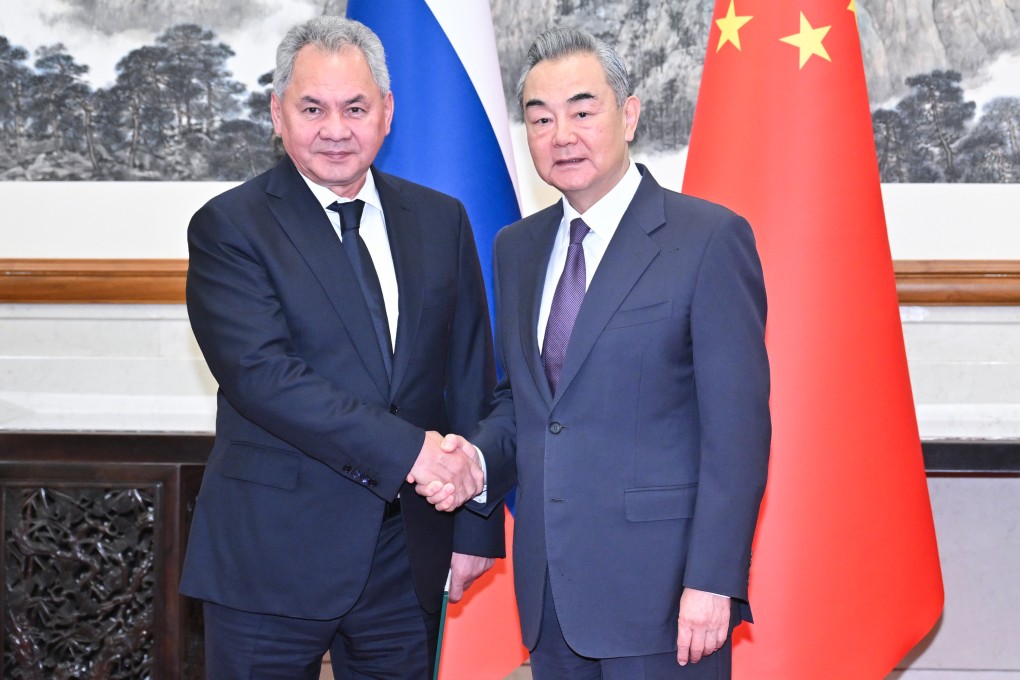 Sergei Shoigu, secretary of the Russian Federation Security Council, and Chinese Foreign Minister Wang Yi in Beijing on Tuesday, the first high-level meeting of Chinese and Russian officials since Donald Trump’s re-election as US president. Photo: Xinhua