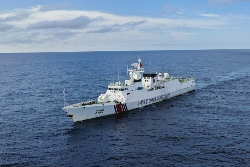 A China Coastguard vessel patrols in waters adjacent to the Scarborough Shoal. Photo: Xinhua