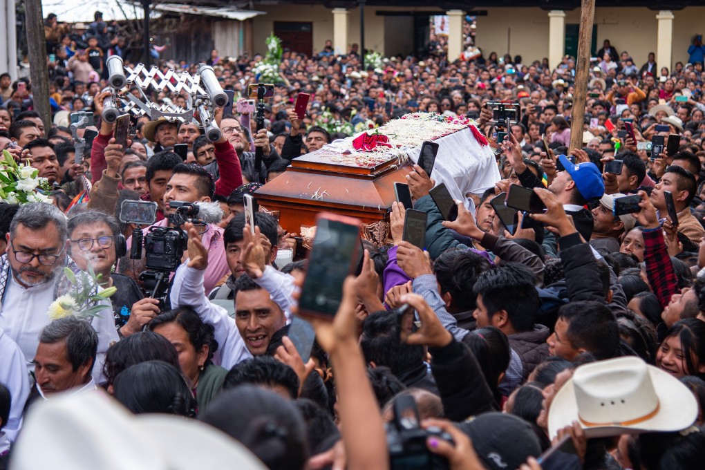 The funeral of Roman Catholic priest Marcelo Perez, who was killed in San Cristobal de las Casas in Mexico’s Chiapas state. Photo: AP