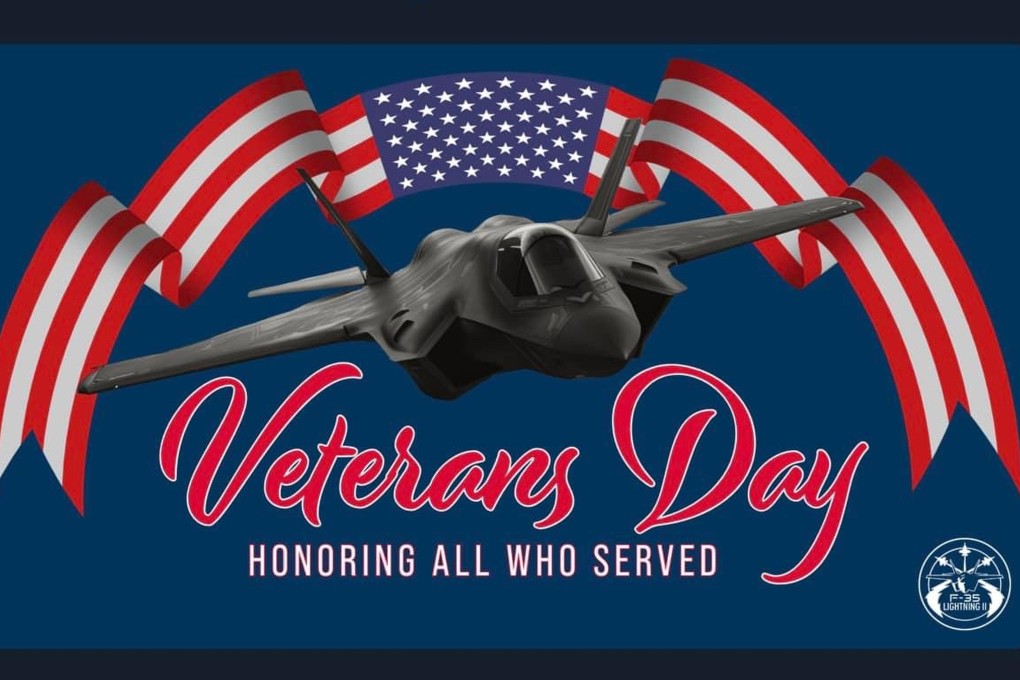 The Pentagon’s F-35 Joint Programme Office mistakenly featured China’s twin-engined J-35 fighter prominently on its poster for Veterans Day. Photo: X/