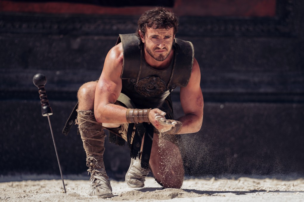 Paul Mescal as Lucius in a still from Gladiator II (category III), directed by Ridley Scott. Pedro Pascal and Connie Nielsen co-star. Photo: Paramount Pictures