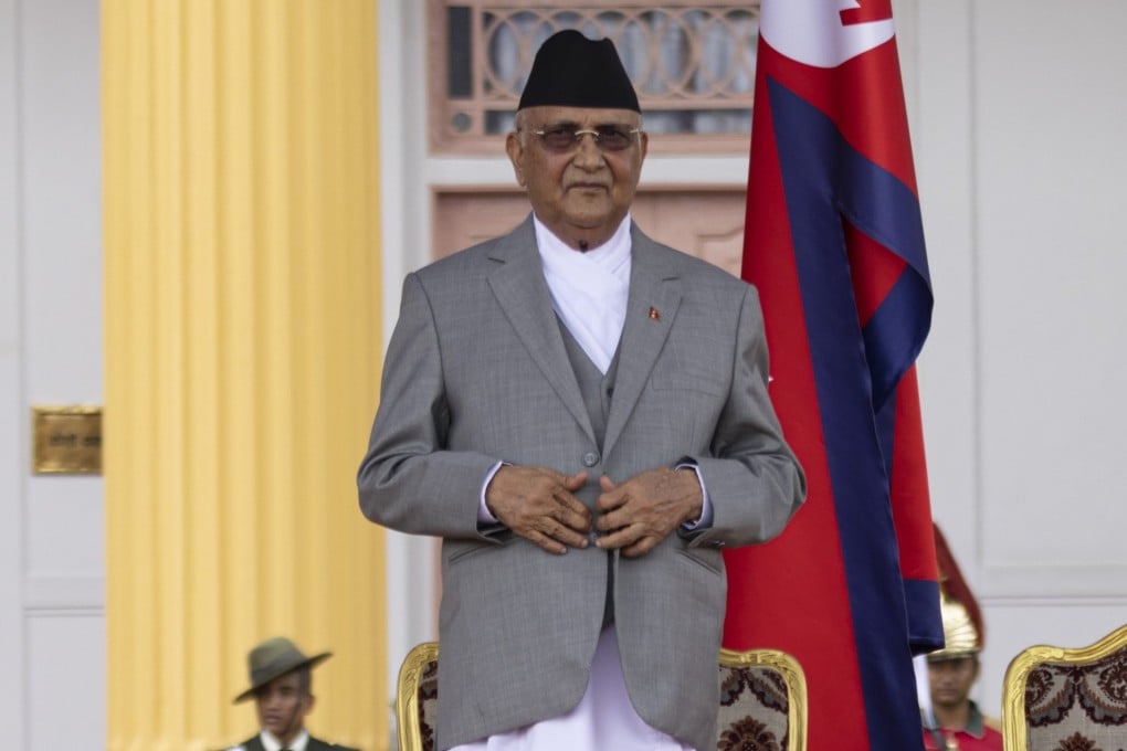 Nepal’s new Prime Minister Khadga Prasad Sharma Oli looks on after taking the oath of office during a ceremony at the presidential office in Kathmandu, Nepal, on July 15. Photo: EPA-EFE
