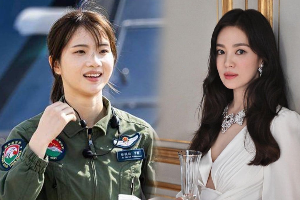 A woman pilot with China’s People’s Liberation Army has grabbed public attention during her appearance at an air show because of her resemblance to a South Korean actress. Photo: SCMP composite/Weibo/IG@kyo1122