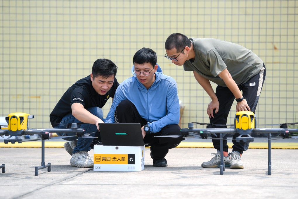 Drones are prepared for flight tests in Shenzhen last month. Photo: Xinhua