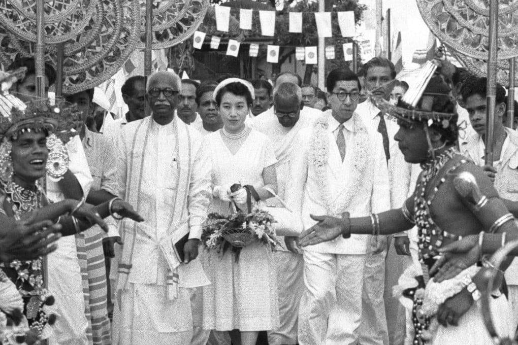 Japan’s Princess Yuriko and her husband Prince Mikasa are greeted with a traditional dance in 1956 in Sri Lanka. The princess died at a Tokyo hospital on Friday, aged 101. Photo: Kyodo