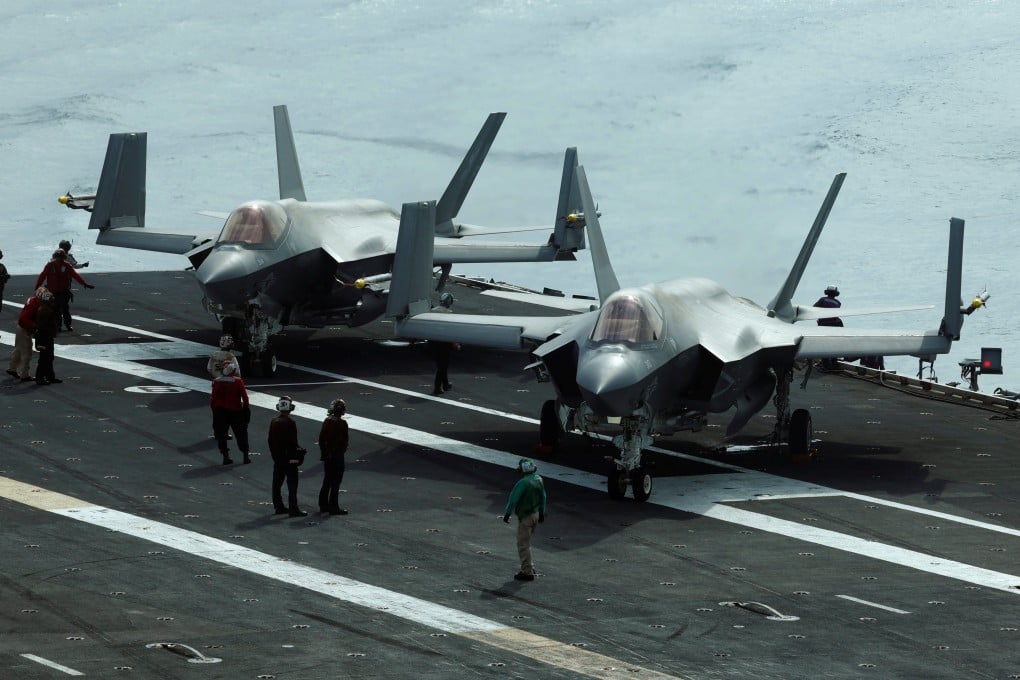 F-35 jets on the USS George Washington during Freedom Edge, a trilateral exercise with Japan and South Korea in the East China Sea on Thursday. Photo: Reuters
