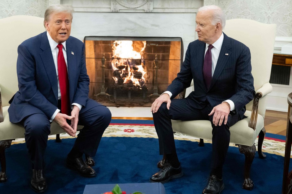 US president-elect Donald Trump with US President Joe Biden in the White House on Wednesday, starting the transition to Trump’s second term. Photo: AFP