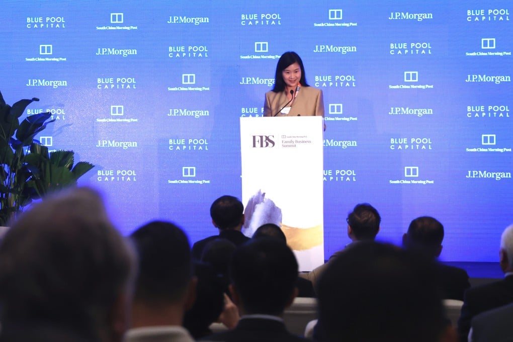 Catherine So, CEO of South China Morning Post, delivered her welcoming remarks during the opening day of the 2024 Family Office Summit in Hong Kong, on November 16, 2024. Photo: Jelly Tse
