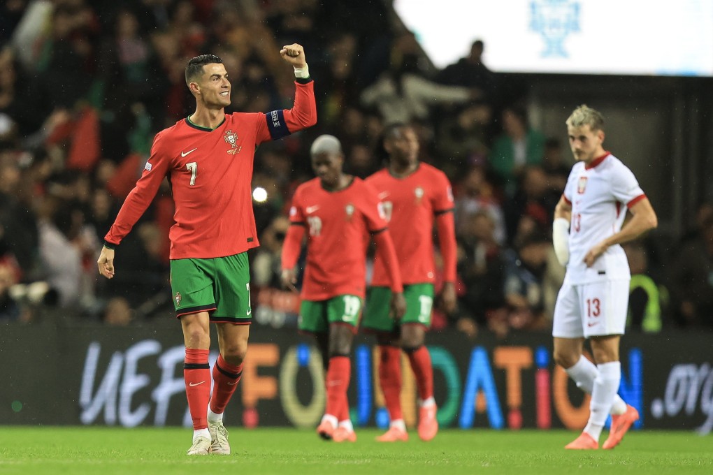 Cristiano Ronaldo celebrates after scoring during Portugal’s 5-1 victory over Poland in the Uefa Nations League. Photo: EPA