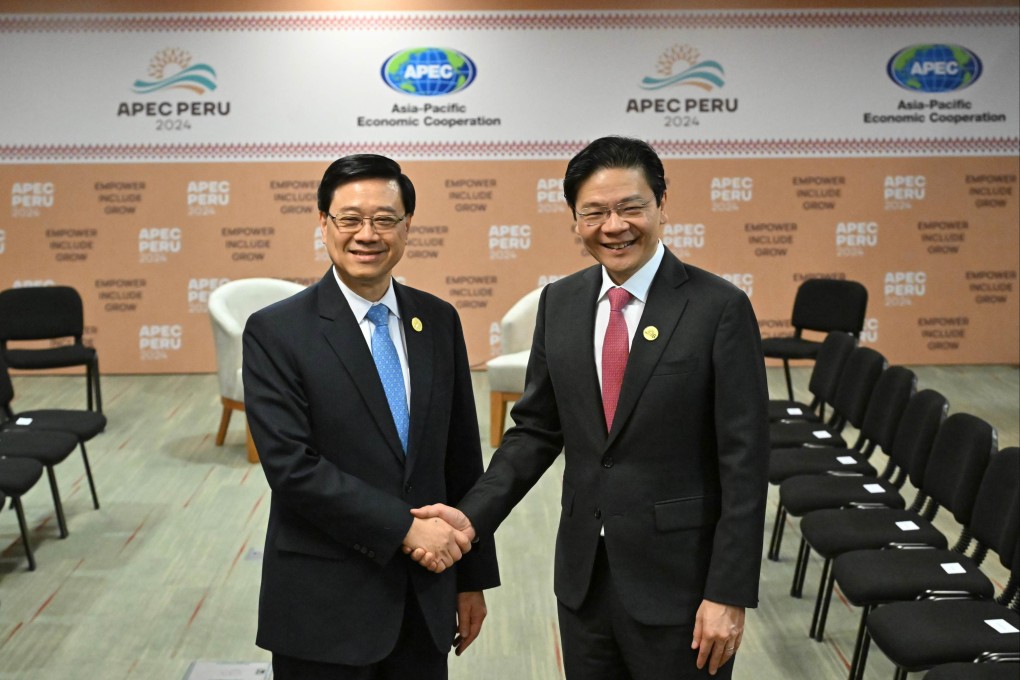 Chief Executive John Lee (left) and Singapore Prime Minister Lawrence Wong. Photo: Handout