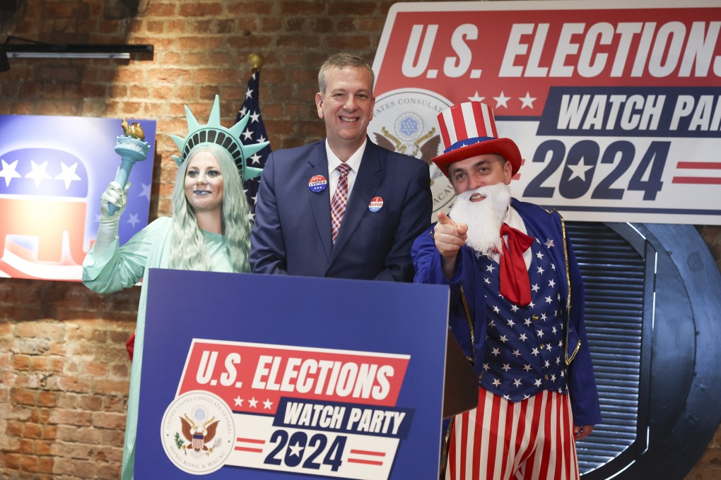 Gregory May, US Consul General in Hong Kong & Macau, meets the media during a US election watch party at the Foreign Correspondents’ Club (FCC) in Central on November 6, 2024. Photo: Edmond So