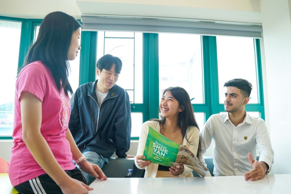 Hong Kong Shue Yan University students (from left) Cream Tam Suet-ching, Chan Woo-seok, Htet Htet Oo Wai and Muaarij Haider. Photo: Fan Chen