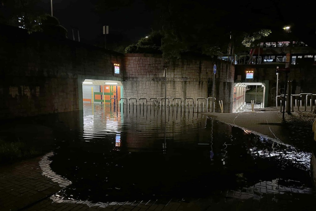 A flooded tunnel in Tai Po. Photo: Handout