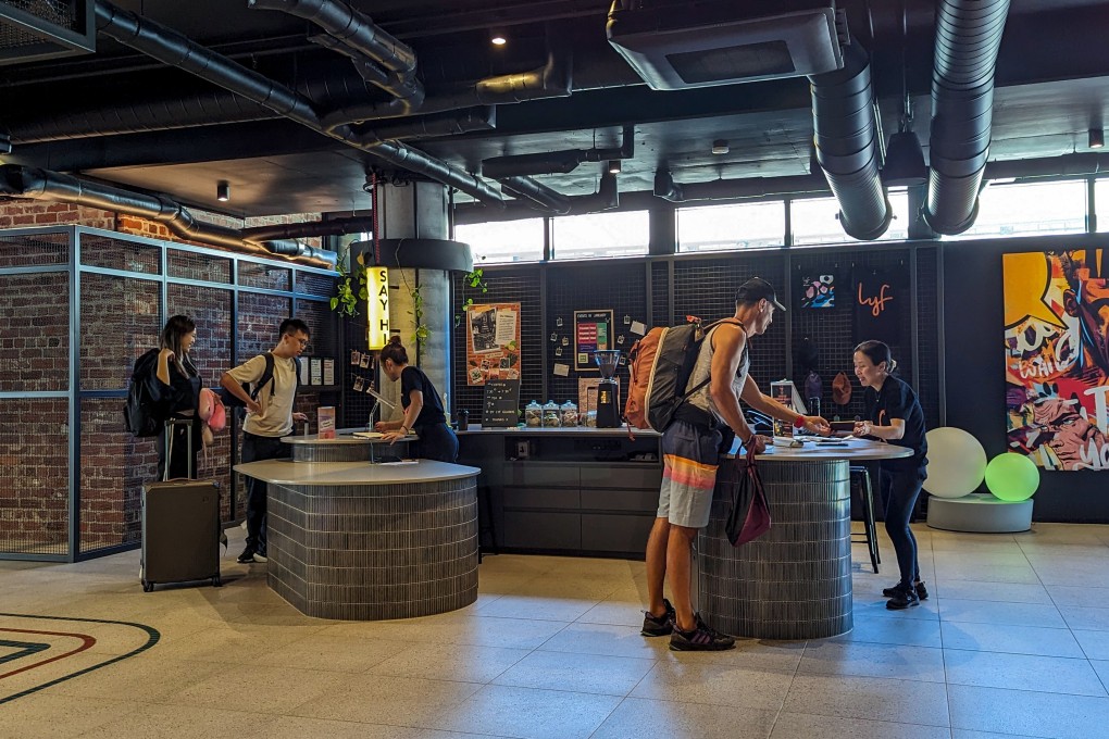 The lobby at Lyf Collingwood in Melbourne, Australia. We stayed there to learn more about a new generation of hotels built with digital nomads in mind. Photo: Qin Xie