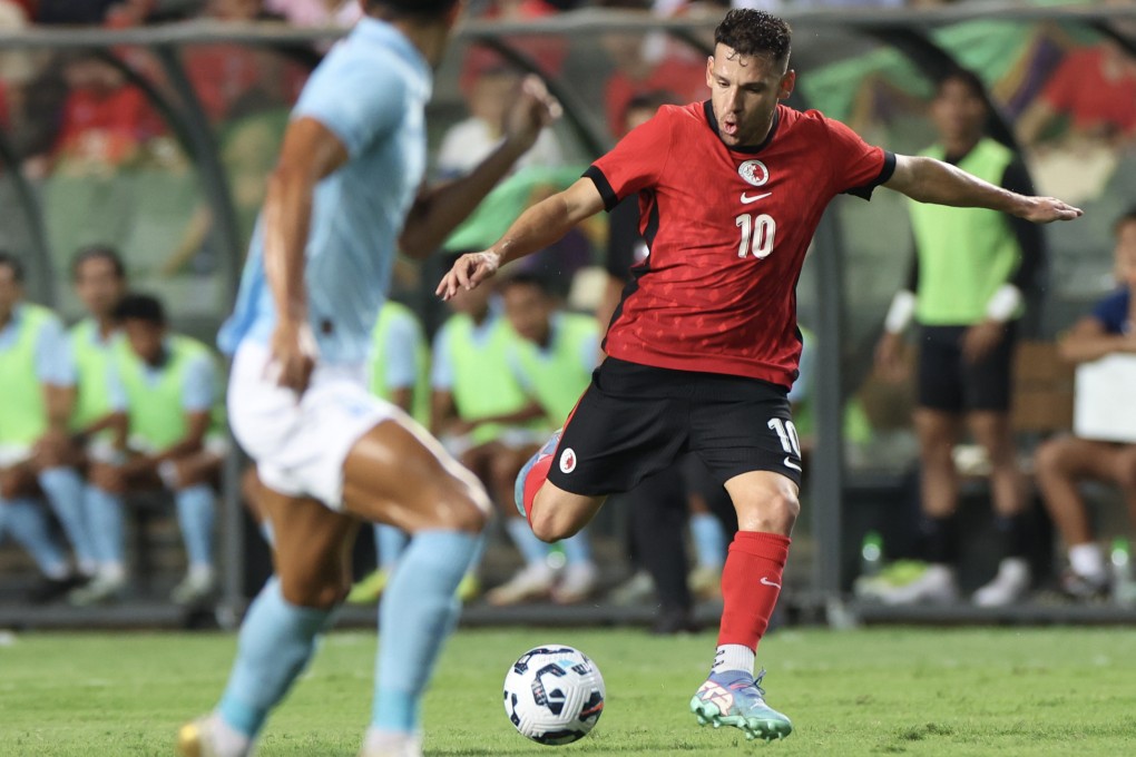 Stefan Pereira lines up a shot during October’s 3-0 victory over Cambodia. Photo: Dickson Lee