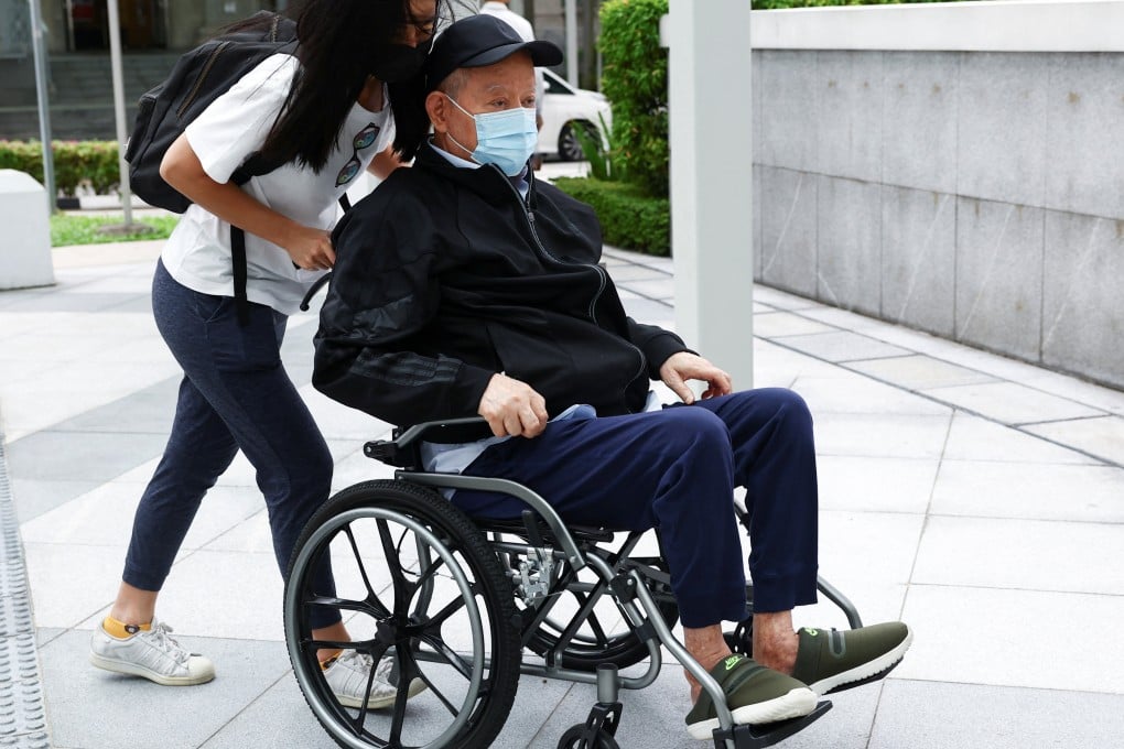 Former oil tycoon Lim Oon Kuin, also known as O.K. Lim, arrives to be sentenced at the State Court in Singapore on Monday. Photo: Reuters
