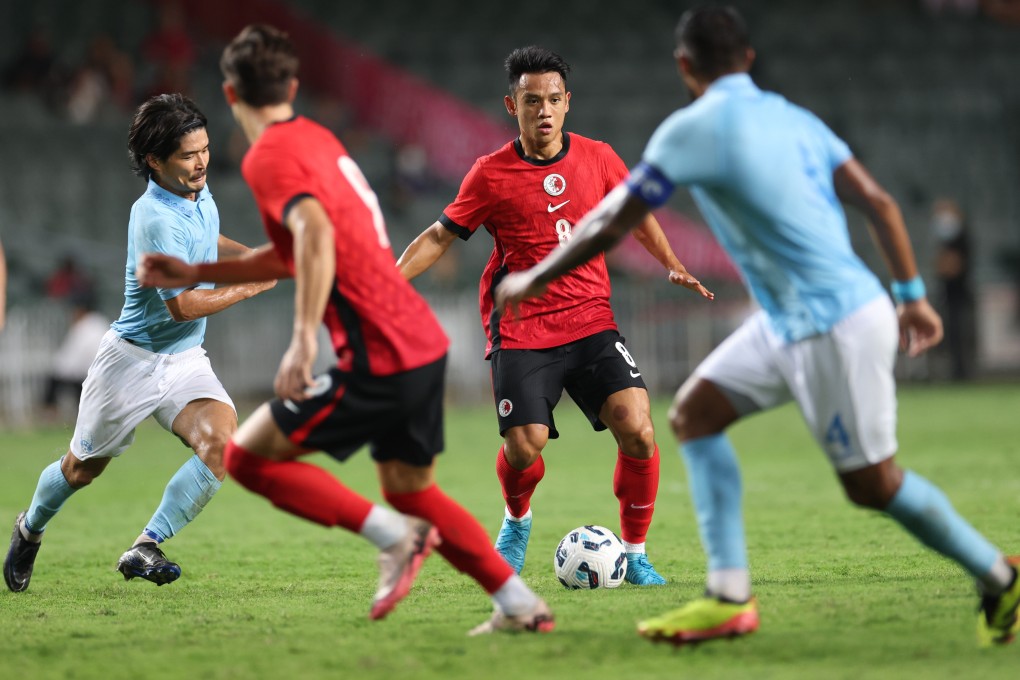 Ngan Cheuk-pan sizes up a pass during Hong Kong’s 3-0 victory over Cambodia last month. Photo: Dickson Lee