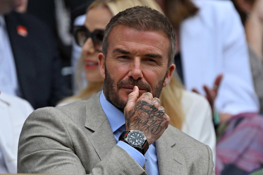 Former England footballer David Beckham sits on Centre Court to watch the men’s singles tennis matches on the first day of the 2024 Wimbledon Championships at The All England Lawn Tennis and Croquet Club in Wimbledon on July 1, 2024. Photo: AFP.