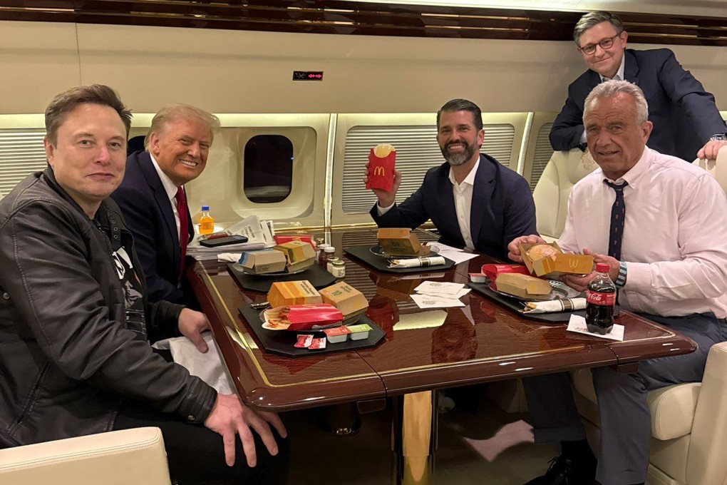 The in-flight meal on Donald Trump’s plane on Saturday was McDonald’s. Photo: X @DonaldJTrumpJr