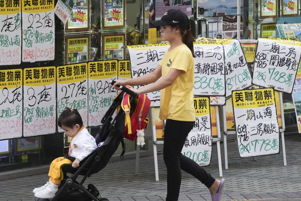 Pedestrians pass a property agency in Ap Lei Chau on October 15. Hong Kong’s property sector is bracing for another four years of uncertainty after Donald Trump’s victory in the US presidential election. Photo: Eugene Lee