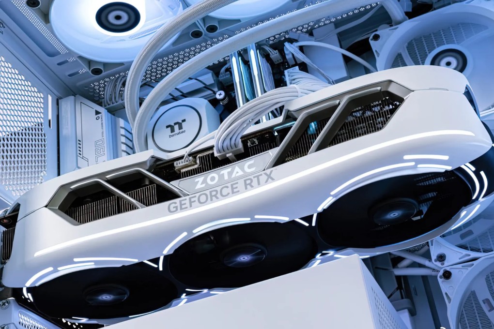 Zotac graphics card housing an GeForce RTX 4090, Nvidia’s top-of-the-line consumer chip that is banned from export to China. Zotac is one of the main brands from PC Partner. Photo: Handout