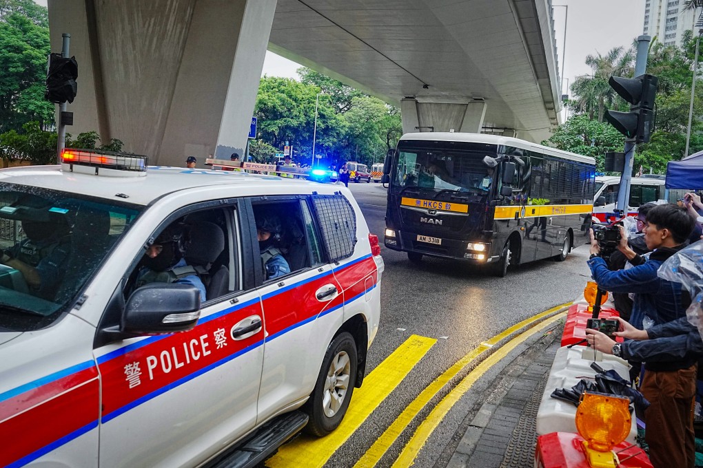 Defendants are taken to court in prison vehicles. Photo: Elson Li