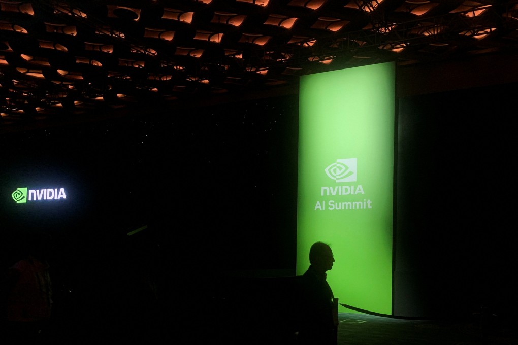 A man walks past the Nvidia logo at the company’s AI Summit in Mumbai, India, October 24, 2024. Photo: Reuters