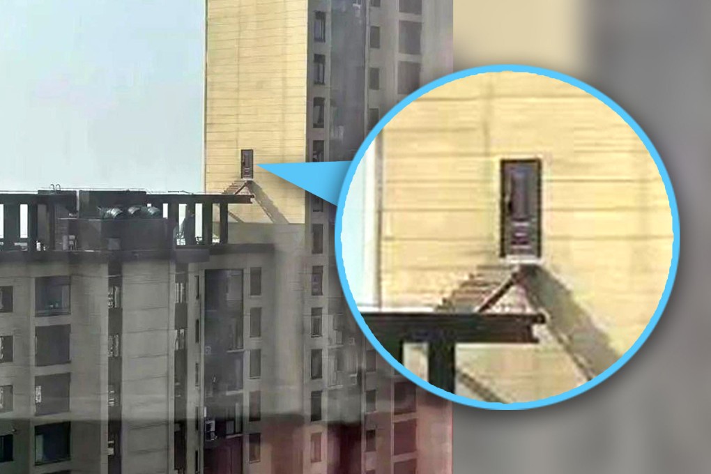 The woman explained that her plan was to utilise the newly installed door and stairs to escape to the neighbouring building in case of a fire in her own. Photo: SCMP composite/Baidu