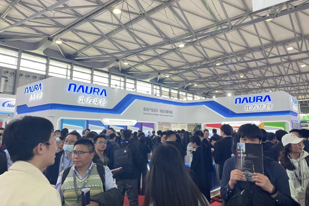 Naura Technology’s booth at Semicon China in Shanghai in March. Photo: Che Pan