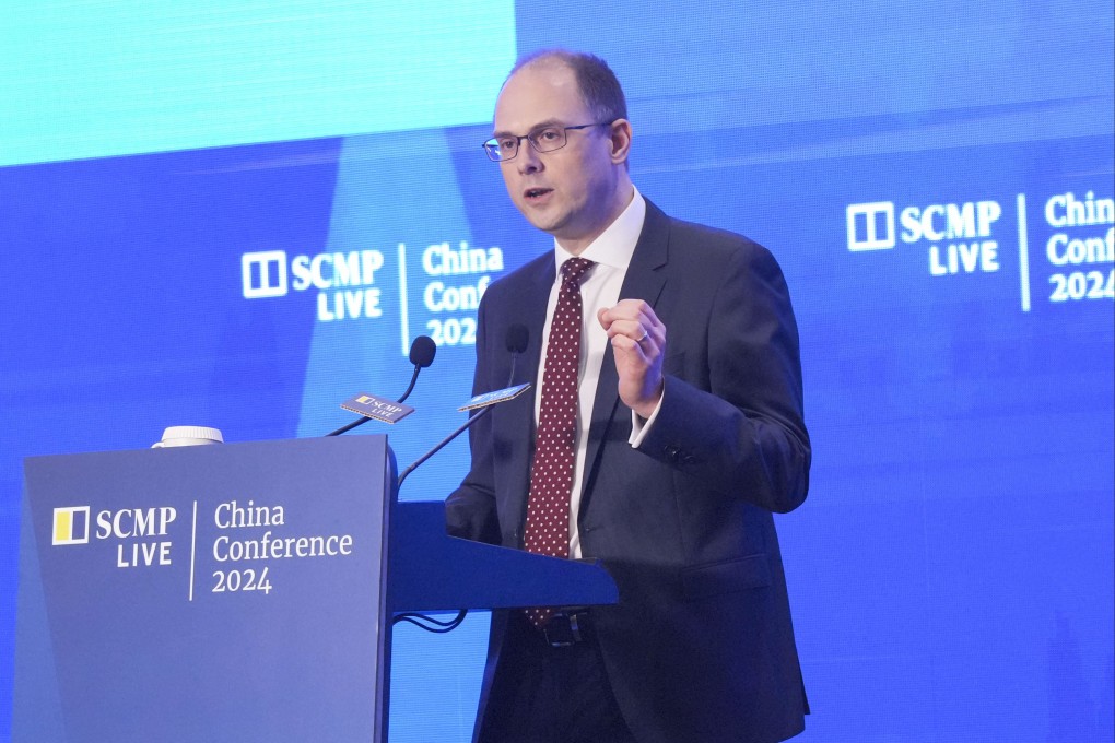 Phill Witherington, President and CEO of Manulife Asia, delivers opening remarks at the 2024 South China Morning Post - China Conference at the Hong Kong Ocean Park Marriott Hotel in Aberdeen on 4 July 2024. Photo: May Tse
