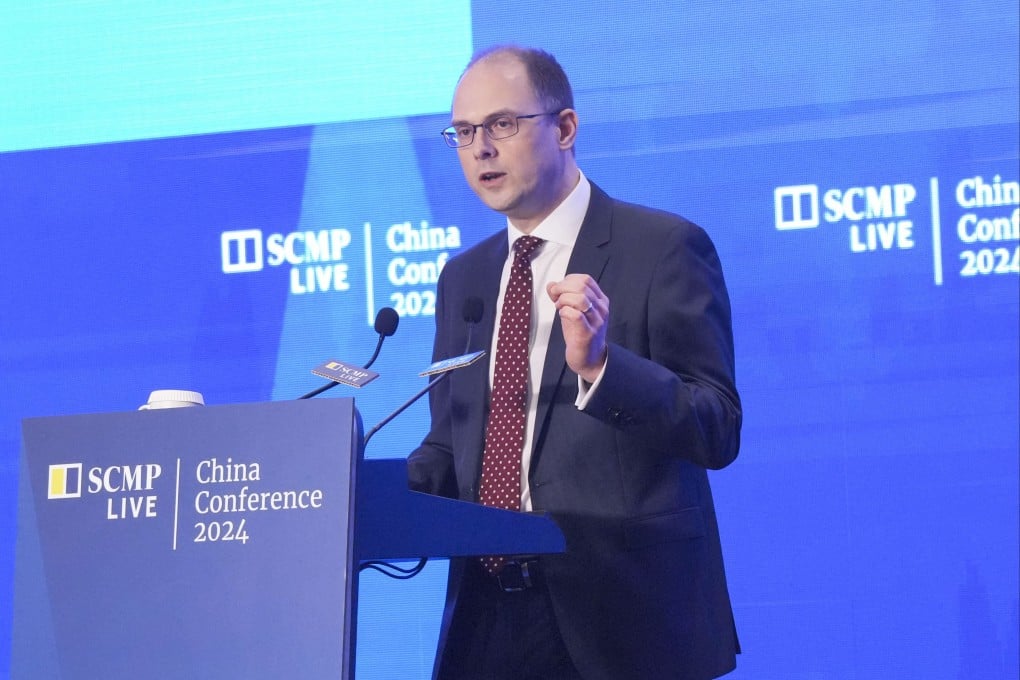 Phill Witherington, President and CEO of Manulife Asia, delivers opening remarks at the 2024 South China Morning Post - China Conference at the Hong Kong Ocean Park Marriott Hotel in Aberdeen on 4 July 2024. Photo: May Tse