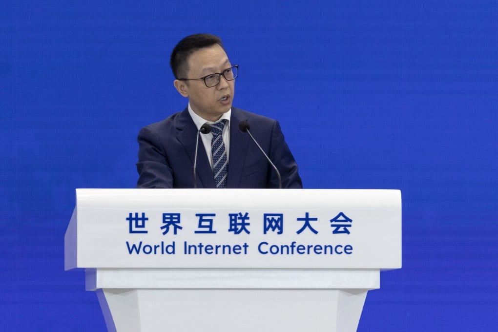 Eddie Wu Yongming, CEO of Alibaba Group Holding, speaks at the 2024 World Internet Conference in Wuzhen, China, on Wednesday. Photo: EPA-EFE