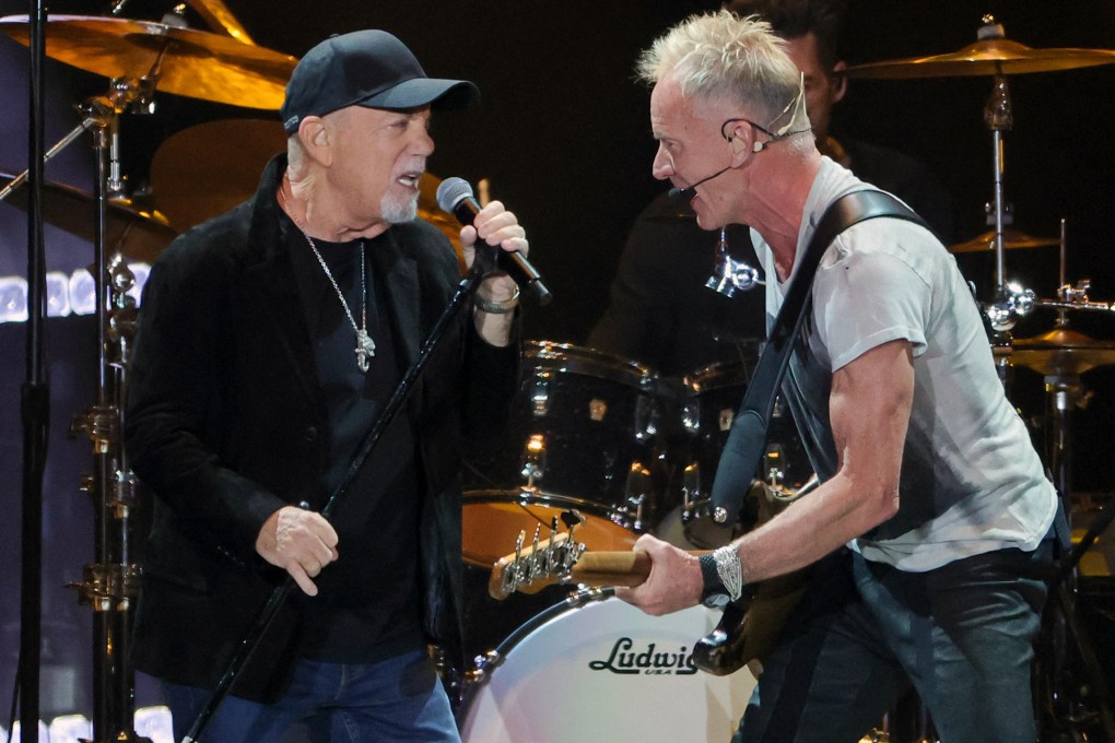 Billy Joel (left) and Sting perform at Allegiant Stadium in Las Vegas in November 2024. They have been friends since 1980, Sting says. Photo: Getty Images/AFP