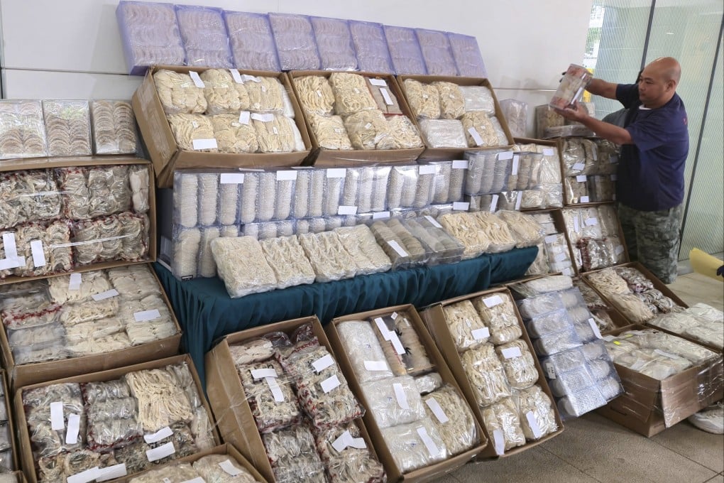 Hong Kong customs officers have found more than 438kg of smuggled bird’s nests in a truck bound for mainland China. Photo: Handout