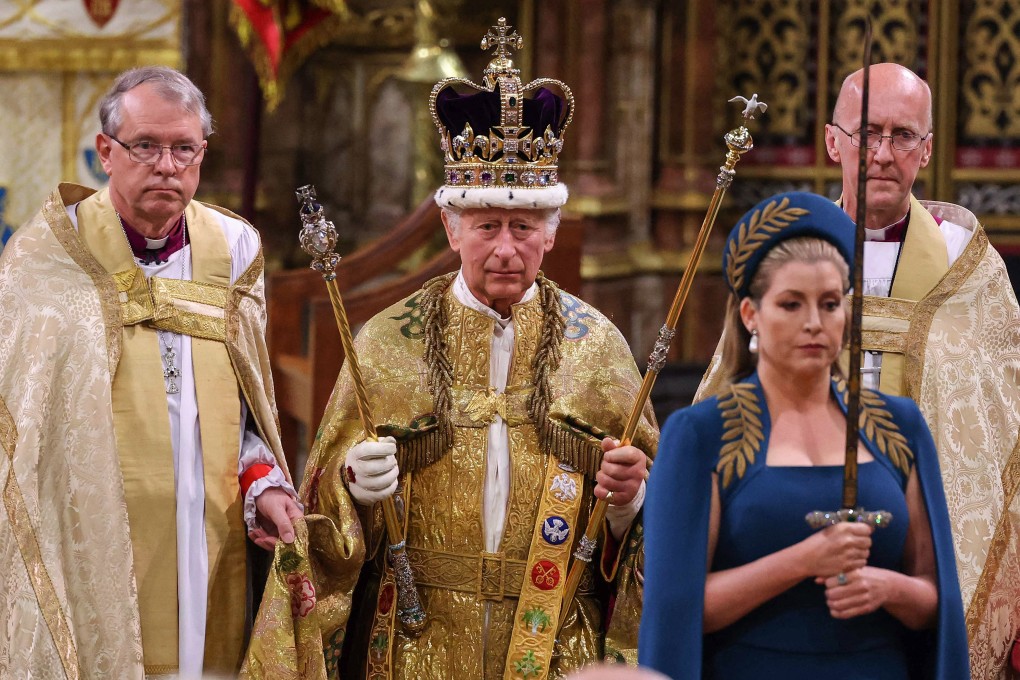 Britain’s King Charles wearing St Edward’s Crown during the coronation ceremony inside Westminster Abbey in London on May 6, 2023. Photo: AFP