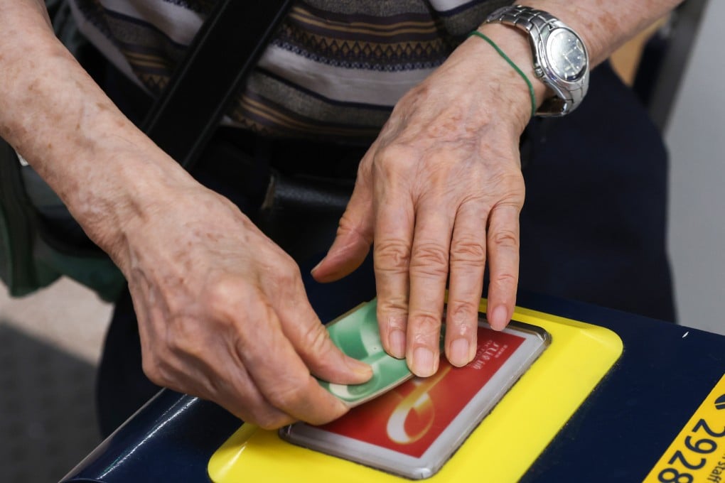 An elderly passenger taps their transport card at Mong Kok MTR Station. The government’s HK$2 fare subsidy scheme for elderly and disabled passengers is up for review. Photo: Yik Yeung-man