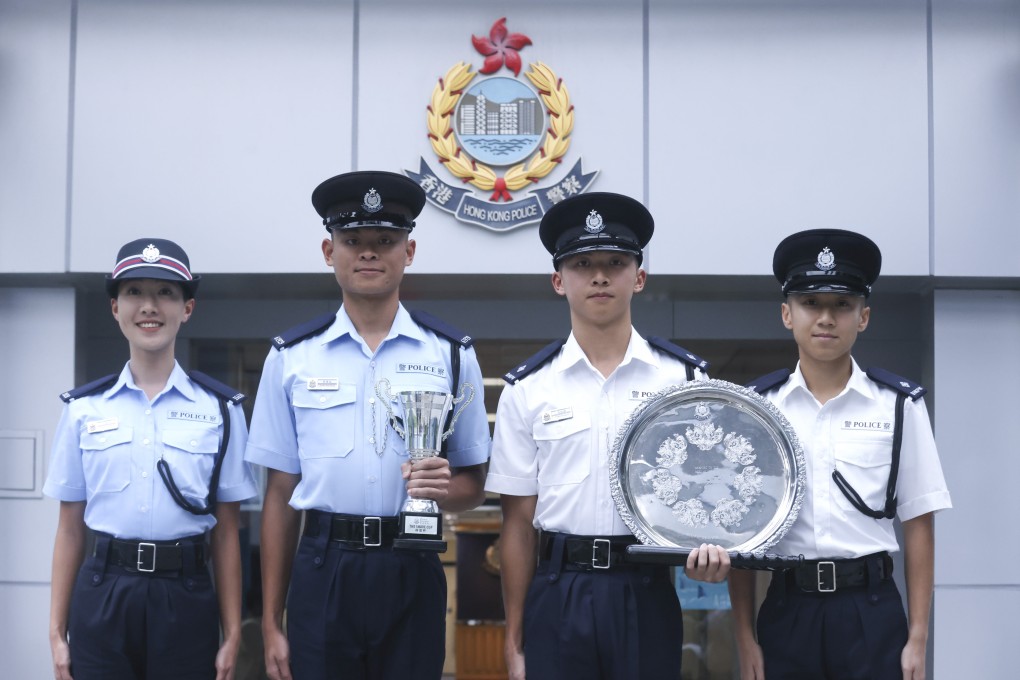 (From left) Wong Ching-yi, Leung Wai-shing, Nathan Fung and Jeff Wong are among 192 officers who have graduated from the Police College. Photo: Jonathan Wong