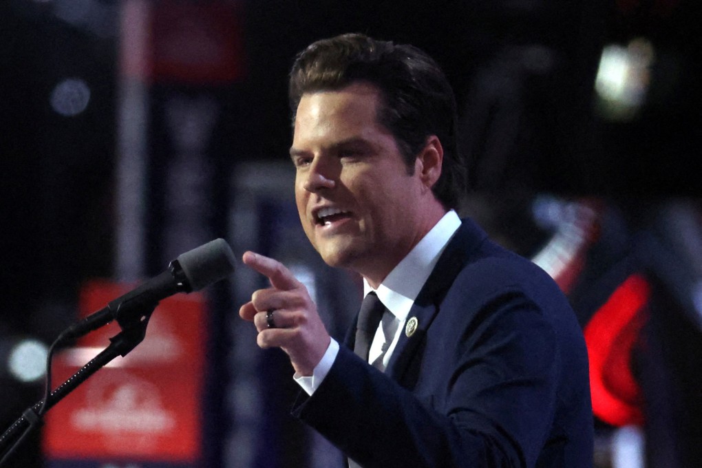 Matt Gaetz speaks at the Republican National Convention in Milwaukee, Wisconsin, in July. Photo: Reuters