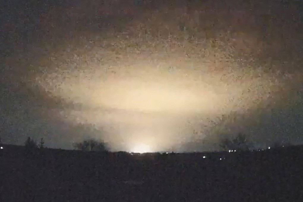 Footage released on Thursday shows flashes over the Ukrainian city of Dnipro during a Russian missile attack. Photo: Ukrainian charity Come Back Alive via AFP