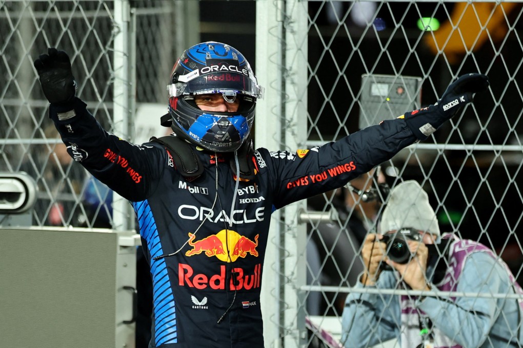 Red Bull’s Max Verstappen celebrates after winning the 2024 Formula One world championship title. Photo: Reuters