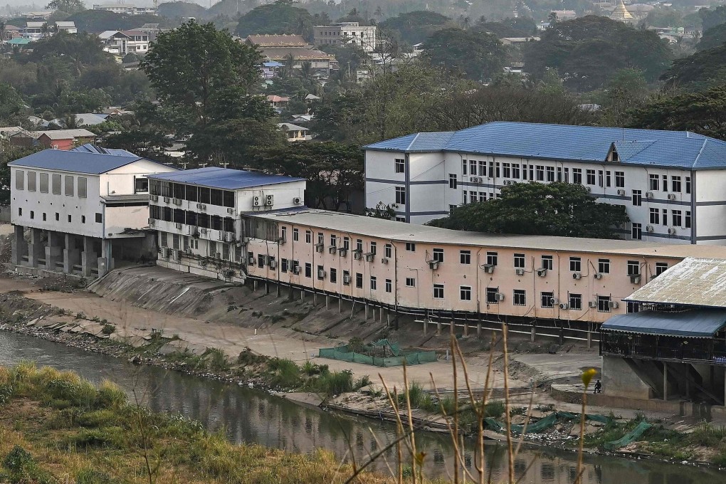 A general view of Myanmar’s Myawaddy town is seen from across the Thai side in Mae Sot district. Photo: AFP