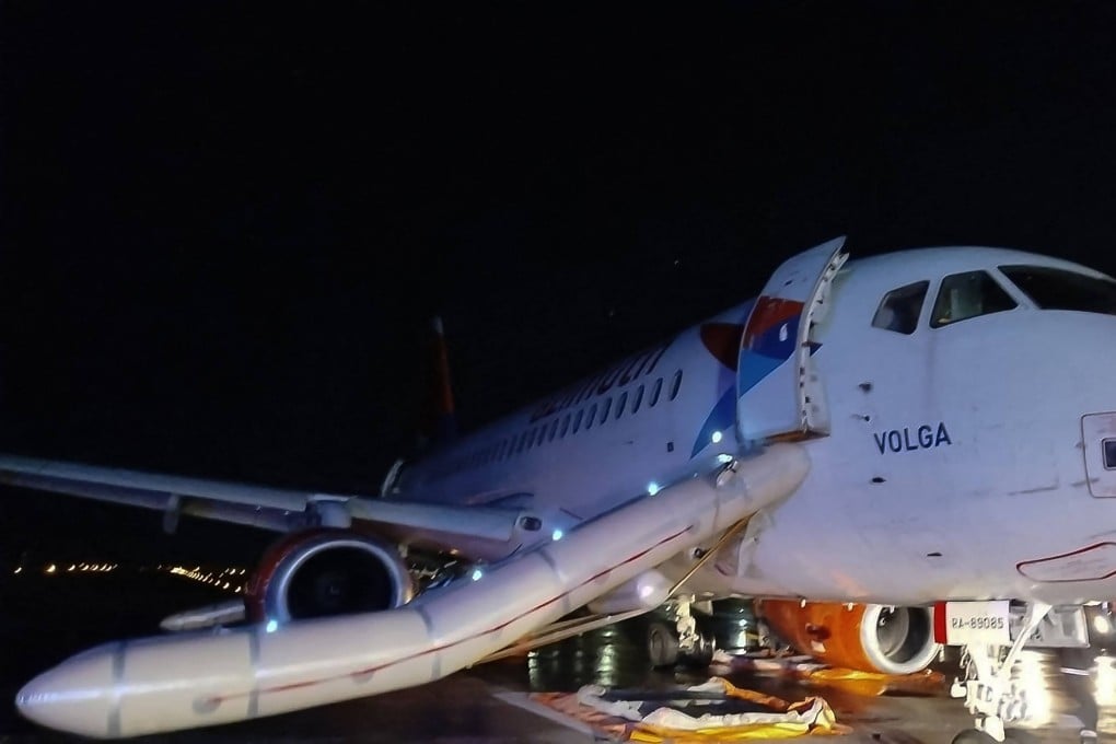 Passengers were evacuated via emergency slides. Photo: Demiroren News Agency via AFP
