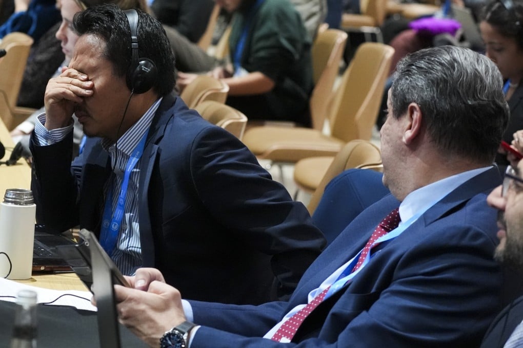 An attendee reacts during a closing plenary session at the COP29 UN climate summit in Baku, Azerbaijan, on November 24. Photo: AP